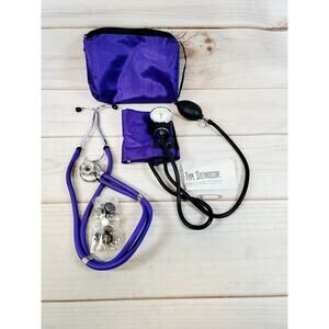 Match Mates Blood Pressure Cuff & Stethoscope W/ Case Purple Medical Nurse